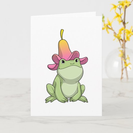 プルメリアのカエル カード (黄色い花)