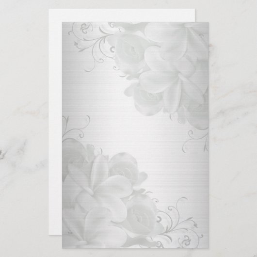 プルメリアのサテン一見の花柄の文房具 便箋 (正面/裏面)