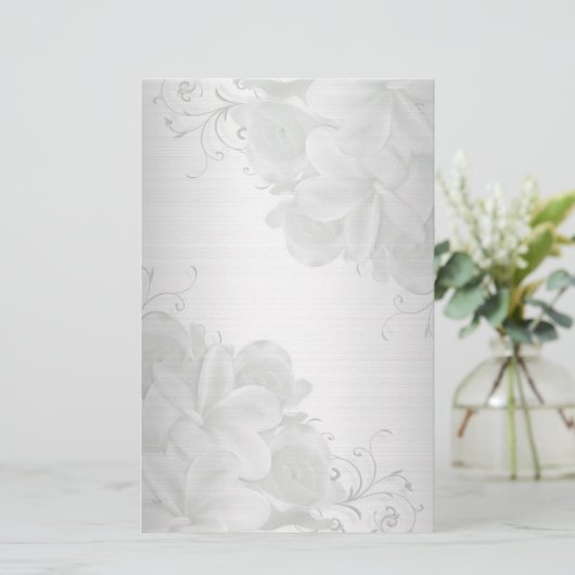 プルメリアのサテン一見の花柄の文房具 便箋 (スタンド正面)