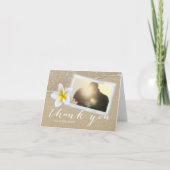 プルメリアのビーチ結婚式の写真は感謝していしています サンキューカード (正面)