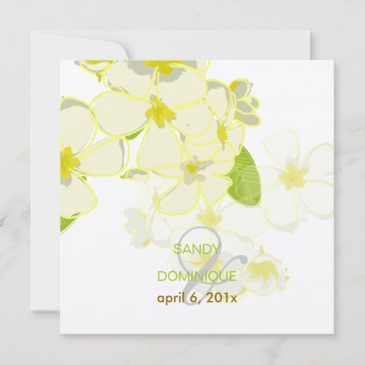 プルメリアのレイの目的地ウェディング 招待状 (正面)