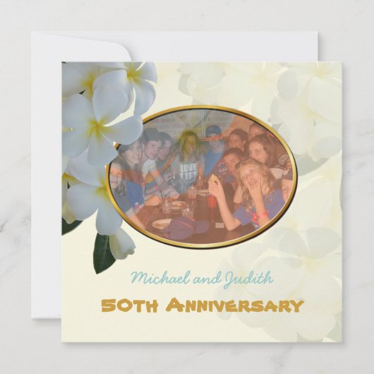 プルメリアのレイ トロピカル フォト アナウンスメント 案内状 (正面)