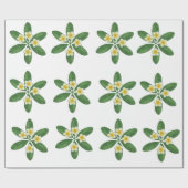 プルメリアの植物刺繍デザイン ラッピングペーパー (フラット)