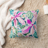 プルメリアの楽園の熱帯花の水彩画 クッション (ブランケット)