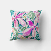 プルメリアの楽園の熱帯花の水彩画 クッション (裏面)