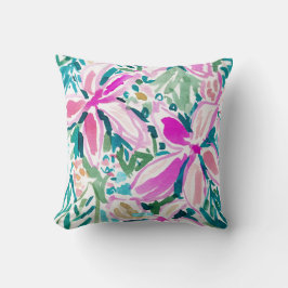 プルメリアの楽園の熱帯花の水彩画 クッション