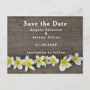 プルメリアの結婚式Save The Dateカード 案内ポストカード