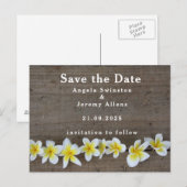 プルメリアの結婚式Save The Dateカード 案内ポストカード (正面/裏面)