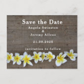 プルメリアの結婚式Save The Dateカード 案内ポストカード (正面)
