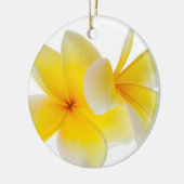 プルメリアの花のハワイの白く黄色いFrangipani セラミックオーナメント (左)