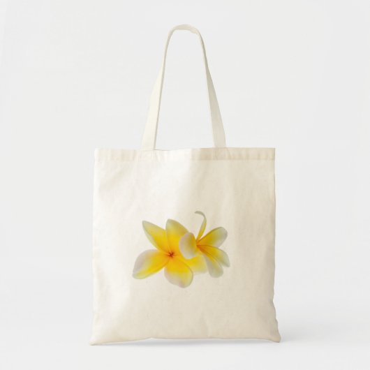 プルメリアの花のハワイの白く黄色いFrangipani トートバッグ (正面)