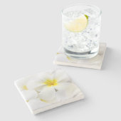 プルメリアの花のハワイのFrangipaniの花柄の花 ストーンコースター (横)
