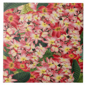 プルメリアの花の庭の熱帯花のタイル タイル (正面)