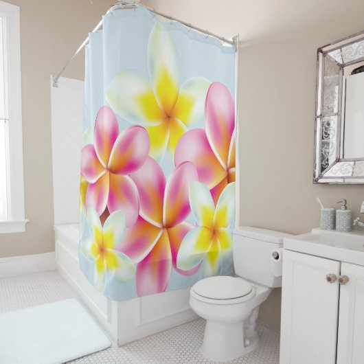 プルメリアの花の熱帯集り シャワーカーテン (インサイチュ)