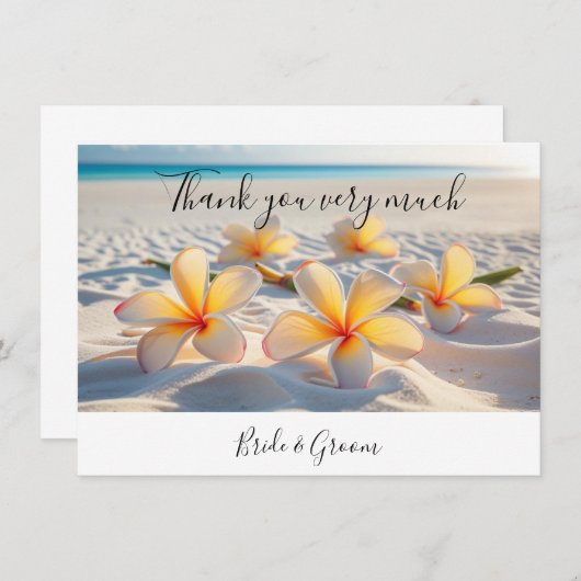 プルメリアの花の砂の感謝カード サンキューカード (正面/裏面)