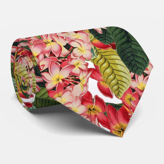 プルメリアの花の花の熱帯タイ ネクタイ (ロール)