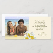 プルメリアの花ビーチ結婚式写真ありがとう サンキューカード (正面/裏面)