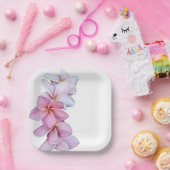 プルメリアインピンク紙プレート ペーパープレート (パーティー)