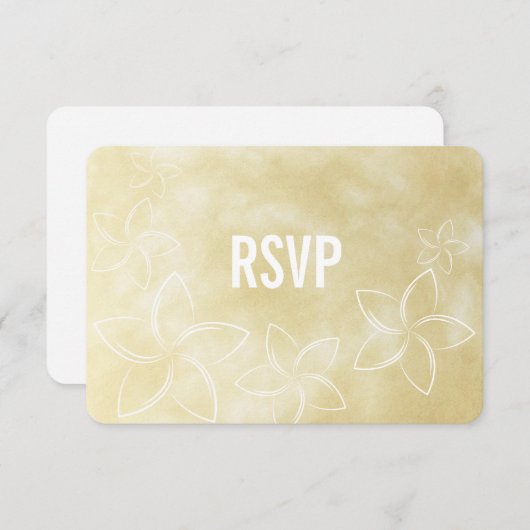 プルメリアウェディングRSVP応答カード 招待状 (正面/裏面)