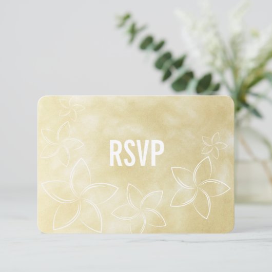 プルメリアウェディングRSVP応答カード 招待状 (スタンド正面)