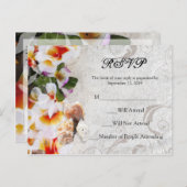 プルメリアオーキッドレイインサンドビーチRSVPポストカード インビテーションポストカード (正面/裏面)