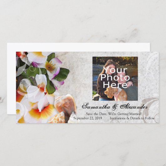 プルメリアオーキッドレイインサンドフォトカード セーブザデート (正面/裏面)