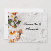 プルメリアオーキッドレイインザサンドRSVPビーチ結婚式 出欠カード (裏面)