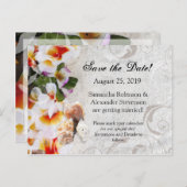 プルメリアオーキッドレイサンドビーチ日付カードを保存 案内ポストカード (正面/裏面)