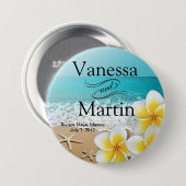 プルメリアスターフィッシュビーチトロピカルハワイ 缶バッジ (正面&裏面)