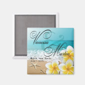 プルメリアスターフィッシュビーチトロピカル保存日 マグネット (正面/裏面)