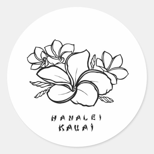 プルメリアスティッカーズハナレーカウアイ ラウンドシール (正面)