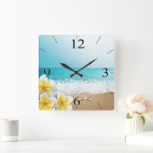 プルメリアビーチトロピカルアイランド スクエア壁時計 (ホーム)