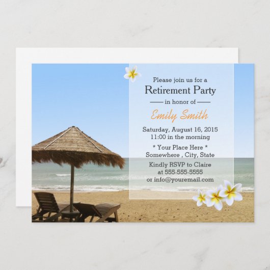 プルメリアビーチ引退退職パーティー 招待状 (正面/裏面)
