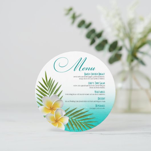 プルメリアビーチ結婚式ラウンドディナーメニュー メニュー (スタンド正面)