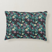 プルメリアフラワーエメラルドグリーン熱帯葉 アクセントクッション (裏面)