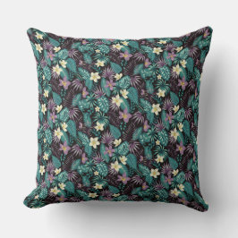 プルメリアフラワーエメラルドグリーン熱帯葉 クッション