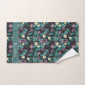 プルメリアフラワーエメラルドグリーン熱帯葉 バスタオルセット (ハンドタオル)