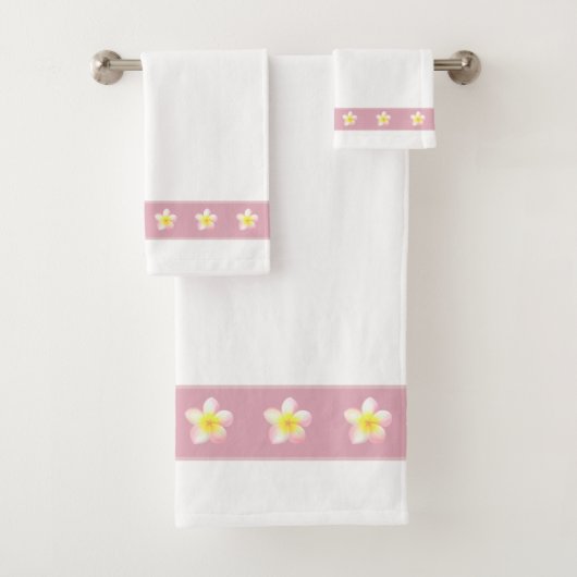 プルメリアフラワーオンライトバラ金ゴールド&ホワイト バスタオルセット (インサイチュ)