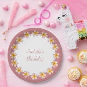 プルメリアフラワーズオンバラ金ゴールド誕生日紙プレート ペーパープレート (パーティー)