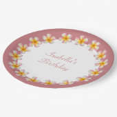 プルメリアフラワーズオンバラ金ゴールド誕生日紙プレート ペーパープレート (アングル)