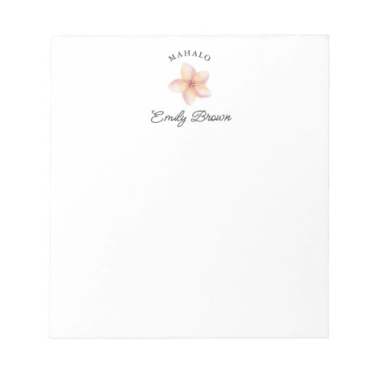 プルメリアフラワーマハロ可愛パーソナライズされたい ノートパッド (正面)