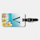 プルメリアフランギパニフラワートロピカルビーチモノグラム ラゲッジタグ (正面横)