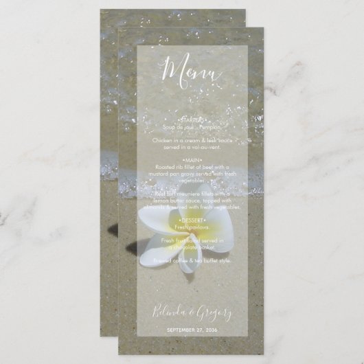 プルメリアフランジパニオンサンド結婚ズ メニュー (正面/裏面)