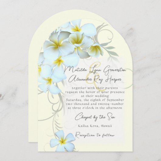 プルメリアフローズカスタムウェディング招待状 招待状 (正面/裏面)