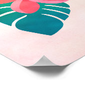 プルメリアフローラトロピ葉カル水彩画 ポスター (角)