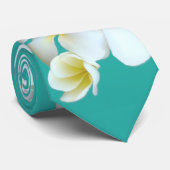 プルメリアラグーンブルーグリーンハワイアン花束 ネクタイ (ロール)