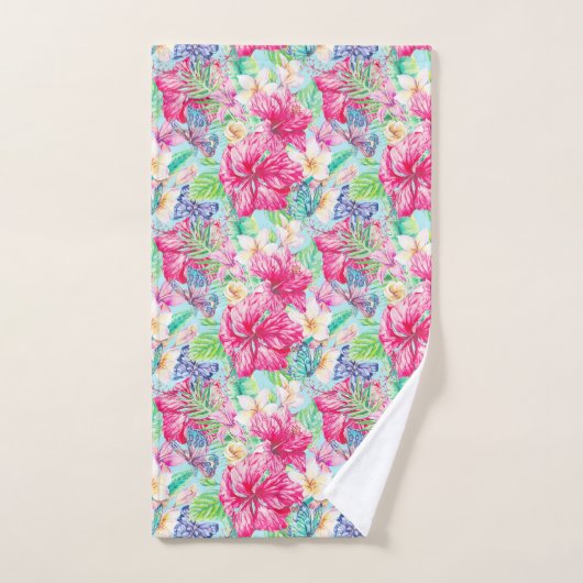 プルメリア中国のハイビスカスフォージョチョウ バスタオルセット (ハンドタオル)