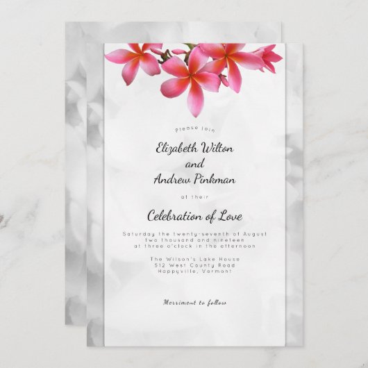 プルメリア結婚お祝いの愛招待状 招待状 (正面/裏面)