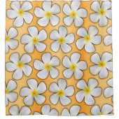 プルメリア花オンオレンジ シャワーカーテン (正面)