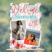 プルメリア花写真誕生日パーティーへようこそ アクリルサイン (ニュートラル)